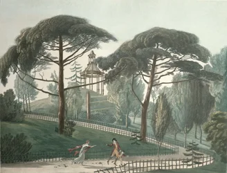 Il labirinto o belvedere del Jardin des Plantes a Parigi, inciso da Nicolas Marie Joseph Chapuy (1790-1858)
